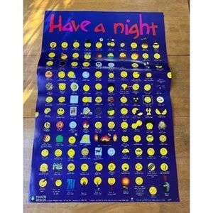 Retro Have a Night Poster College Collection Wall Art Smiley Faces Memes 24x36
